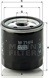 Mann-Filter W 714/4 - Масляный фильтр autospares.lv