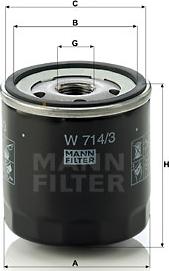 Mann-Filter W 714/3 - Масляный фильтр autospares.lv