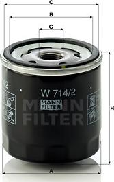 Mann-Filter W 714/2 - Масляный фильтр autospares.lv