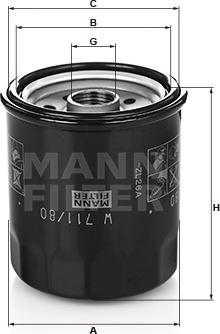 Mann-Filter W 711/80 - Масляный фильтр autospares.lv