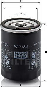 Mann-Filter W 713/9 - Масляный фильтр autospares.lv