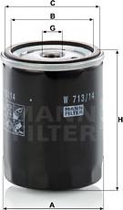 Mann-Filter W 713/14 - Масляный фильтр autospares.lv