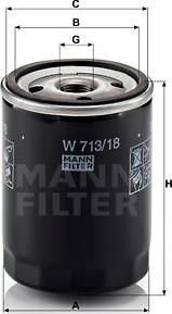 Mann-Filter W 713/18 - Масляный фильтр autospares.lv