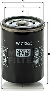 Mann-Filter W 713/35 - Масляный фильтр autospares.lv