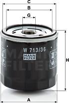 Mann-Filter W 713/36 - Масляный фильтр autospares.lv