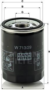 Mann-Filter W 713/29 - Масляный фильтр autospares.lv