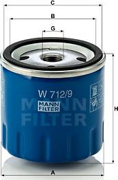 Mann-Filter W 712/9 - Масляный фильтр autospares.lv