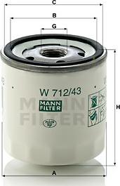 Mann-Filter W 712/43 (10) - Масляный фильтр autospares.lv