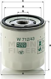 Mann-Filter W 712/43 - Масляный фильтр autospares.lv