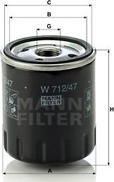 Mann-Filter W 712/47 - Масляный фильтр autospares.lv