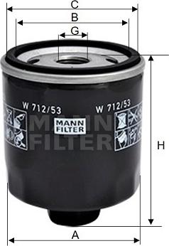 Mann-Filter W 712/53 - Масляный фильтр autospares.lv