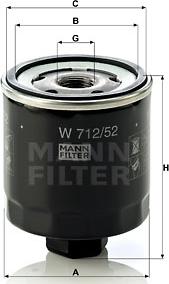 Mann-Filter W 712/52 - Масляный фильтр autospares.lv