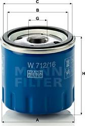 Mann-Filter W 712/16 - Масляный фильтр autospares.lv