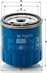 Mann-Filter W 712/11 - Масляный фильтр autospares.lv