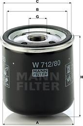 Mann-Filter W 712/80 - Масляный фильтр autospares.lv