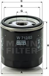 Mann-Filter W 712/83 - Масляный фильтр autospares.lv