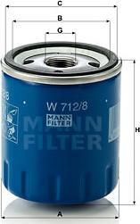 Mann-Filter W 712/8 - Масляный фильтр autospares.lv