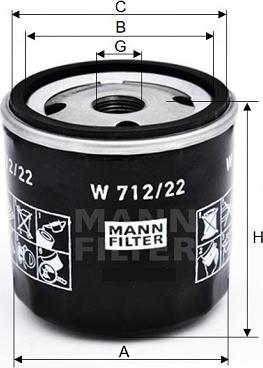 Mann-Filter W 712/22 - Масляный фильтр autospares.lv