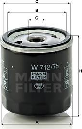 Mann-Filter W 712/75 - Масляный фильтр autospares.lv