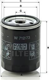 Mann-Filter W 712/73 - Масляный фильтр autospares.lv