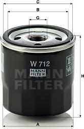 Mann-Filter W 712 - Масляный фильтр autospares.lv