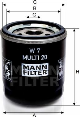 Mann-Filter W 7 MULTI 20 - Масляный фильтр autospares.lv