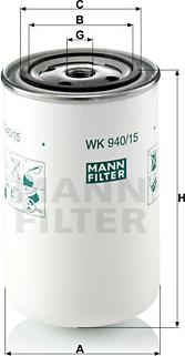 Mann-Filter WK 940/15 - Топливный фильтр autospares.lv