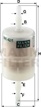 Mann-Filter WK 42/1 - Топливный фильтр autospares.lv