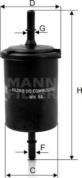 Mann-Filter WK 58 - Топливный фильтр autospares.lv