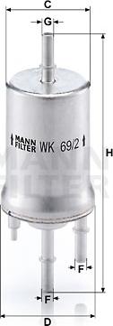 Mann-Filter WK 69/2 - Топливный фильтр autospares.lv