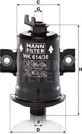Mann-Filter WK 614/36 x - Топливный фильтр autospares.lv