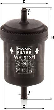 Mann-Filter WK 613/1 - Топливный фильтр autospares.lv