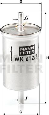 Mann-Filter WK 612/6 - Топливный фильтр autospares.lv