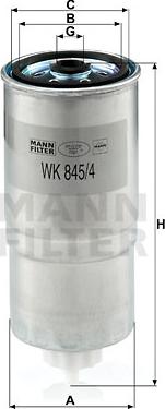 Mann-Filter WK 845/4 - Топливный фильтр autospares.lv