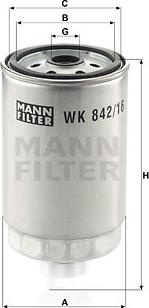 Mann-Filter WK 842/16 - Топливный фильтр autospares.lv
