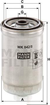 Mann-Filter WK 842/8 - Топливный фильтр autospares.lv