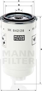 Mann-Filter WK 842/28 - Топливный фильтр autospares.lv