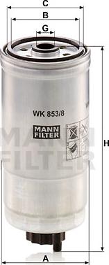 Mann-Filter WK 853/8 - Топливный фильтр autospares.lv