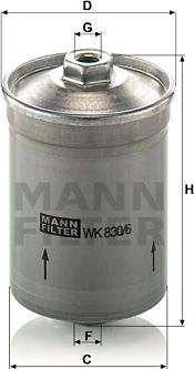 Mann-Filter WK 830/6 - Топливный фильтр autospares.lv