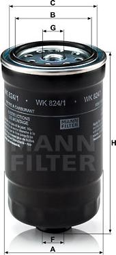 Mann-Filter WK 824/1 - Топливный фильтр autospares.lv
