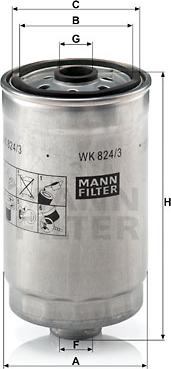 Mann-Filter WK 824/3 - Топливный фильтр autospares.lv