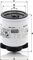 Mann-Filter WK 715/1 - Топливный фильтр autospares.lv