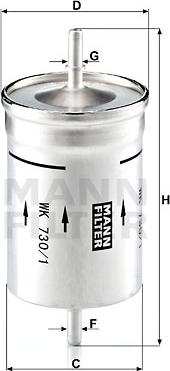 Mann-Filter WK 730/1 - Топливный фильтр autospares.lv