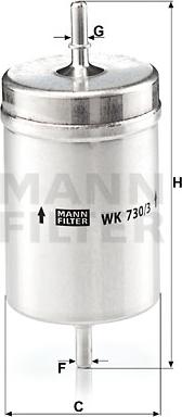 Mann-Filter WK 730/3 - Топливный фильтр autospares.lv