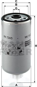 Mann-Filter WK 724/3 - Топливный фильтр autospares.lv