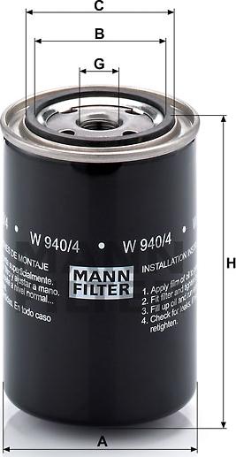 Mann-Filter WP 940/4 - Масляный фильтр autospares.lv