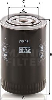 Mann-Filter WP 931 - Масляный фильтр autospares.lv