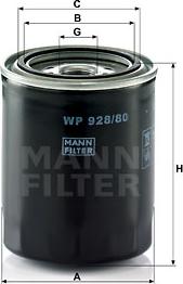 Mann-Filter WP 928/80 - Масляный фильтр autospares.lv