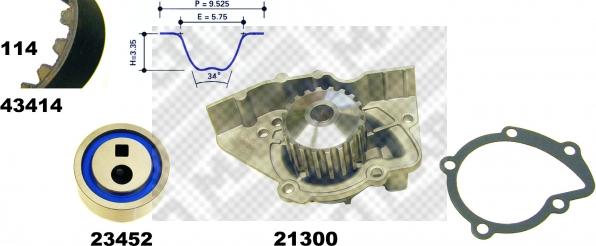 Mapco 41414 - Водяной насос + комплект зубчатого ремня ГРМ autospares.lv