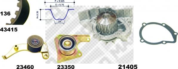 Mapco 41415 - Водяной насос + комплект зубчатого ремня ГРМ autospares.lv